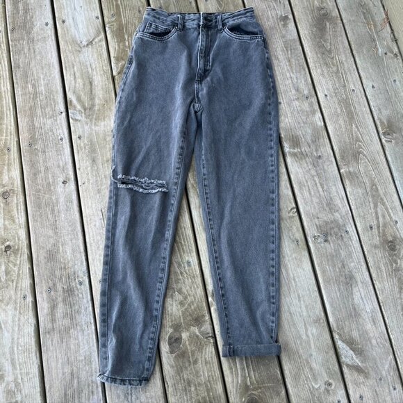 COTTON:ON STRETCH MOM JEAN BLACK Distressed Size 4 - Picture 1 of 10
